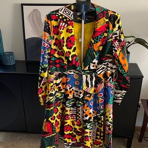 Ashro Colorful Geometric Long Sleeve Jacket  Dress